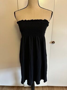 Old Navy Black Strapless Smocked Cotton Sundress